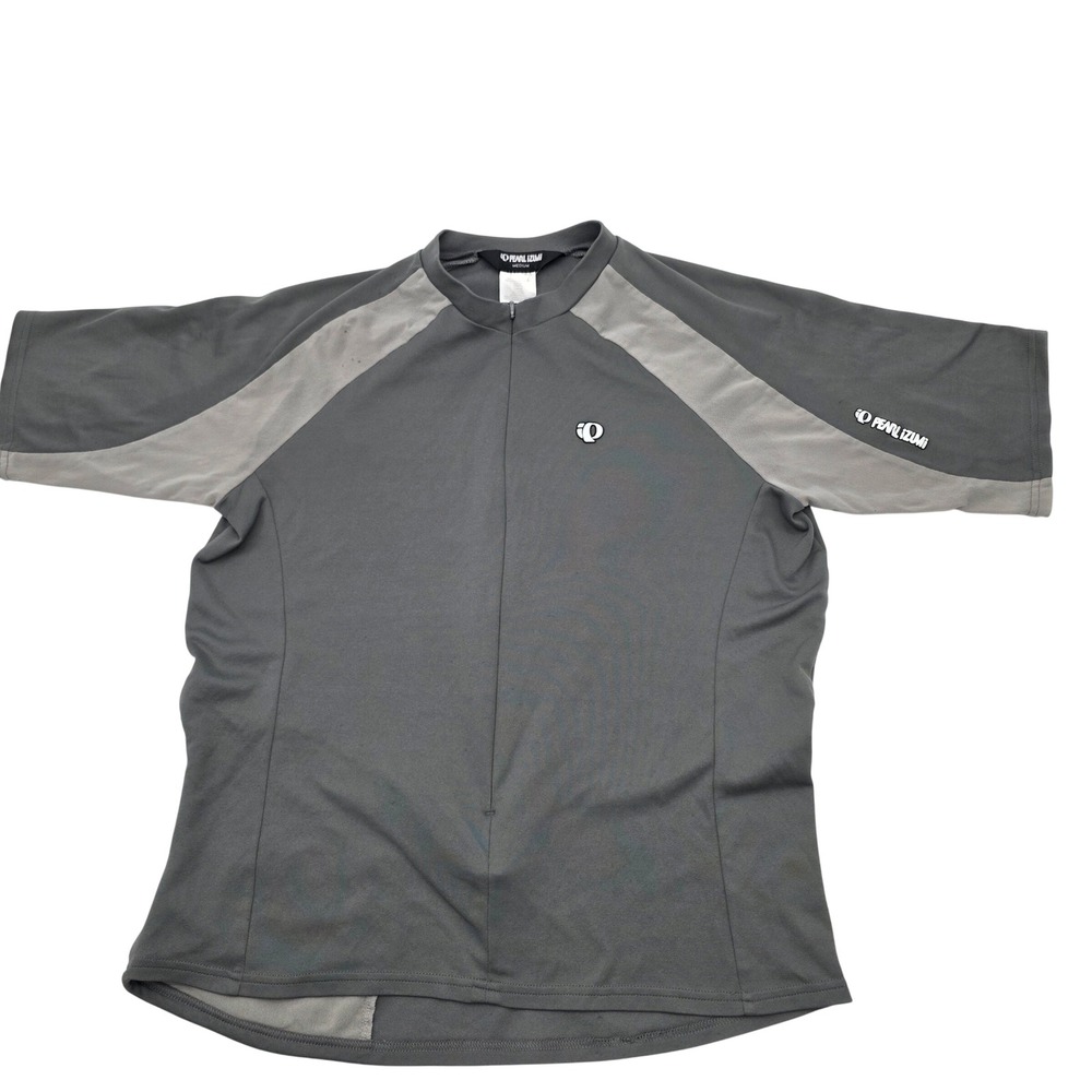 Pearl Izumi Cycling Jersey Men M Gray Short Sleeve Mesh Zip Retro Athleisure *